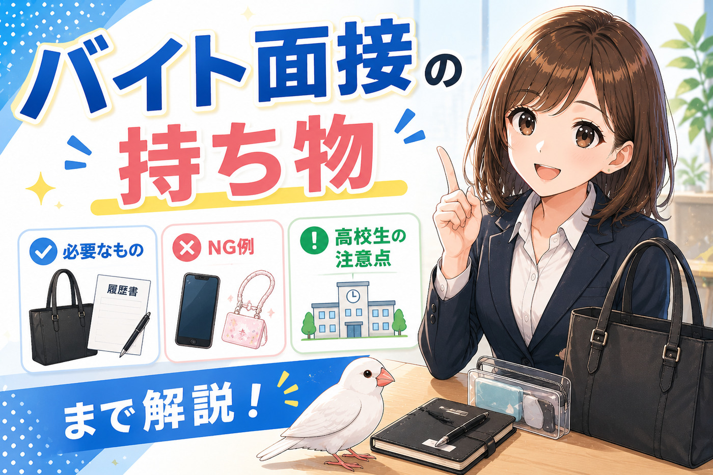 バイト面接の持ち物｜必要なもの・NG例・高校生の注意点まで解説